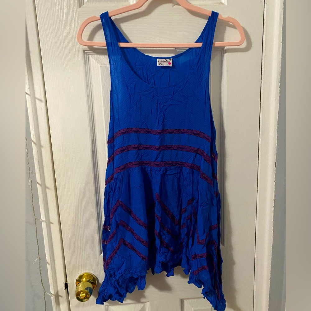 Free People Lace Trapeze Slip - Royal Blue